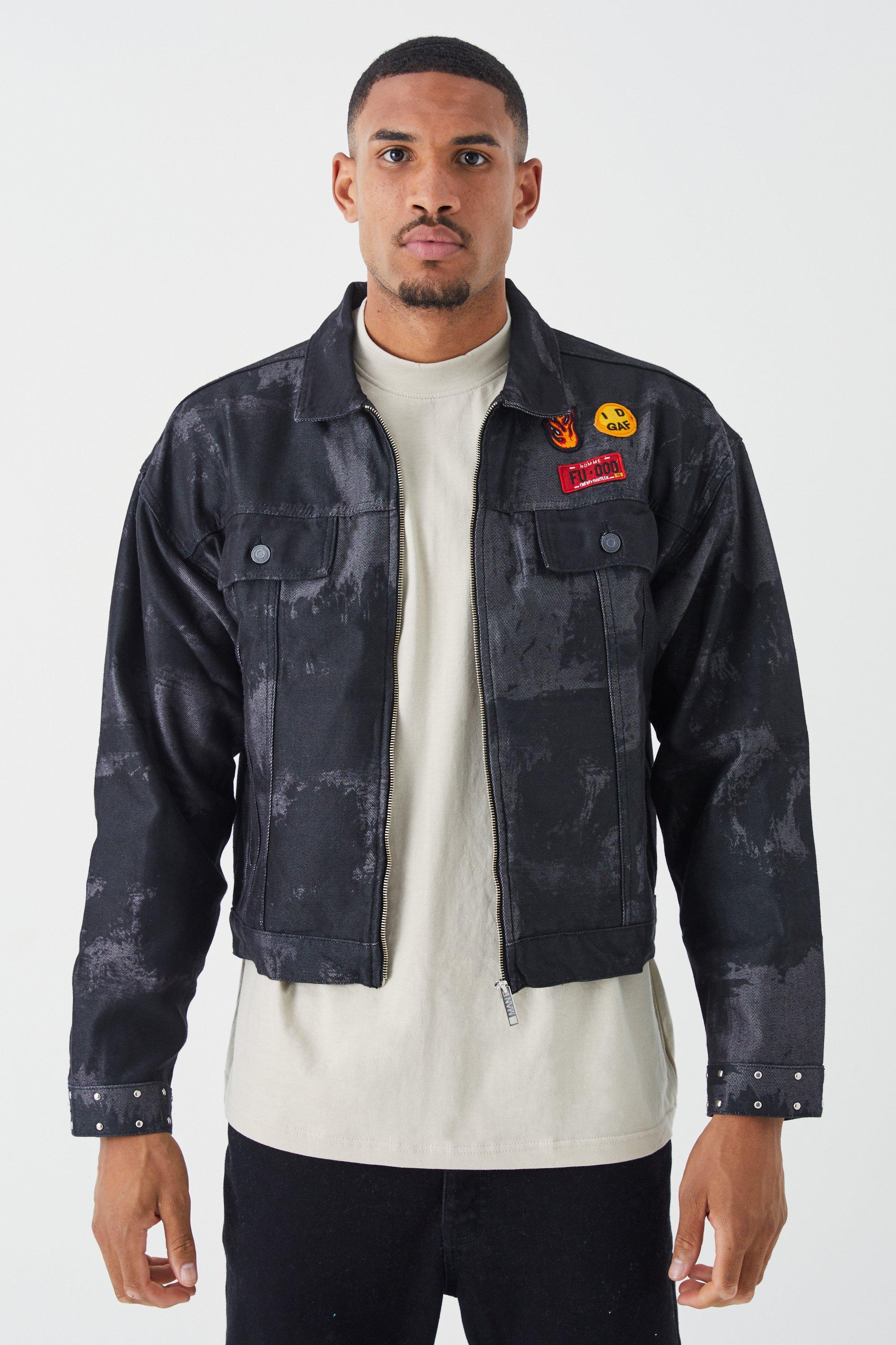 Big Tall Denim Western Jacket boohooMAN UK